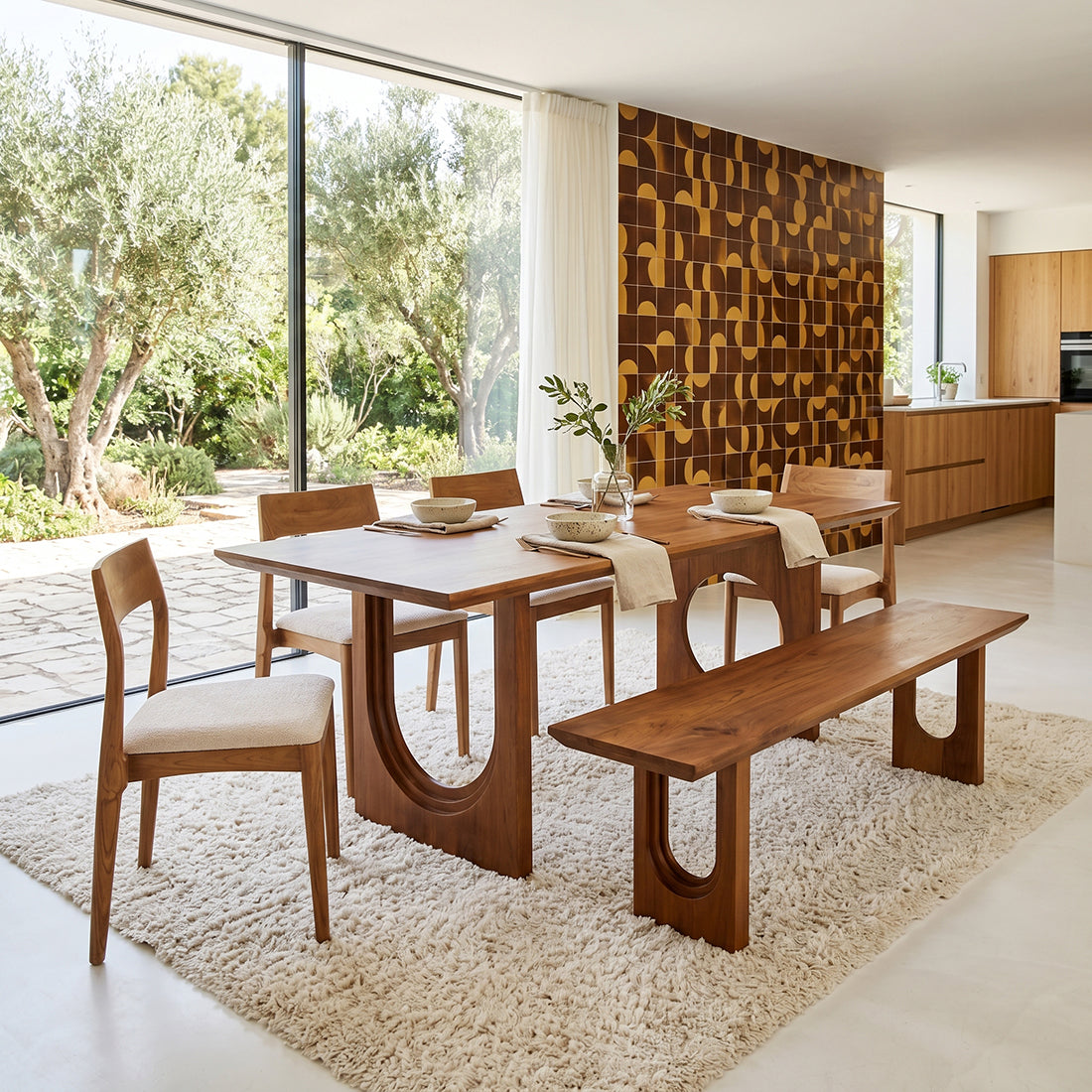 Aurea Chamfered mango wood dining bench - 200 cm