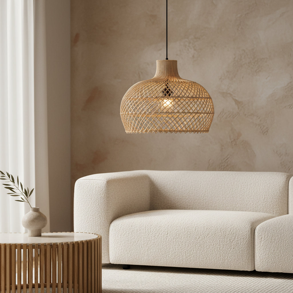 Solea rattan pendant lamp natural - Ø 42x36 cm