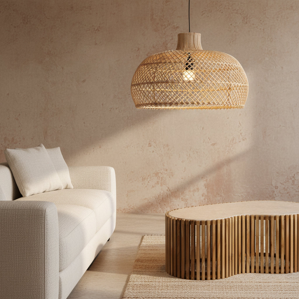 Solea rattan pendant lamp natural - Ø 57x36 cm