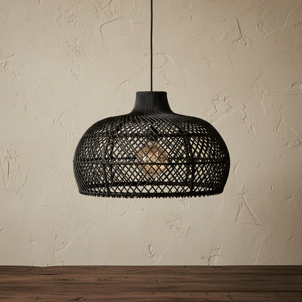 Solea rattan pendant lamp black - Ø 57 x 36 cm