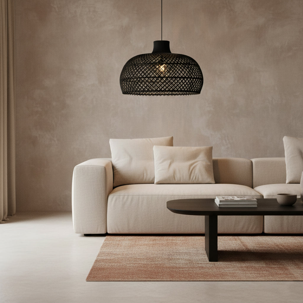 Solea rattan pendant lamp black - Ø 57 x 36 cm