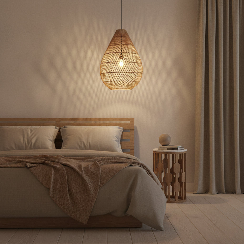 Solea teardrop rattan pendant lamp natural - Ø 45 x 65 cm
