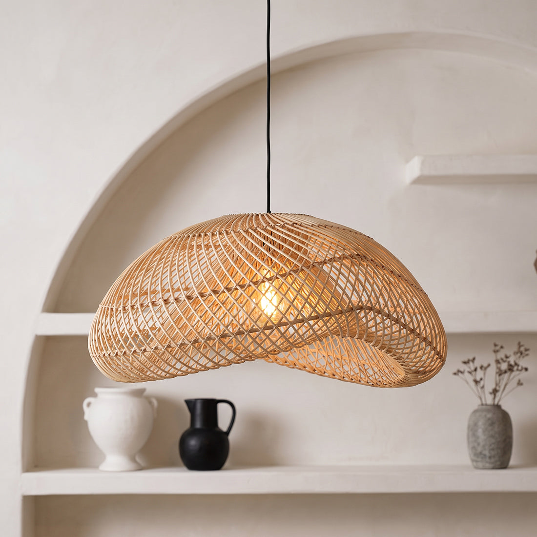 Solea rattan pendant lamp Organic L - Ø 57 x 31 cm