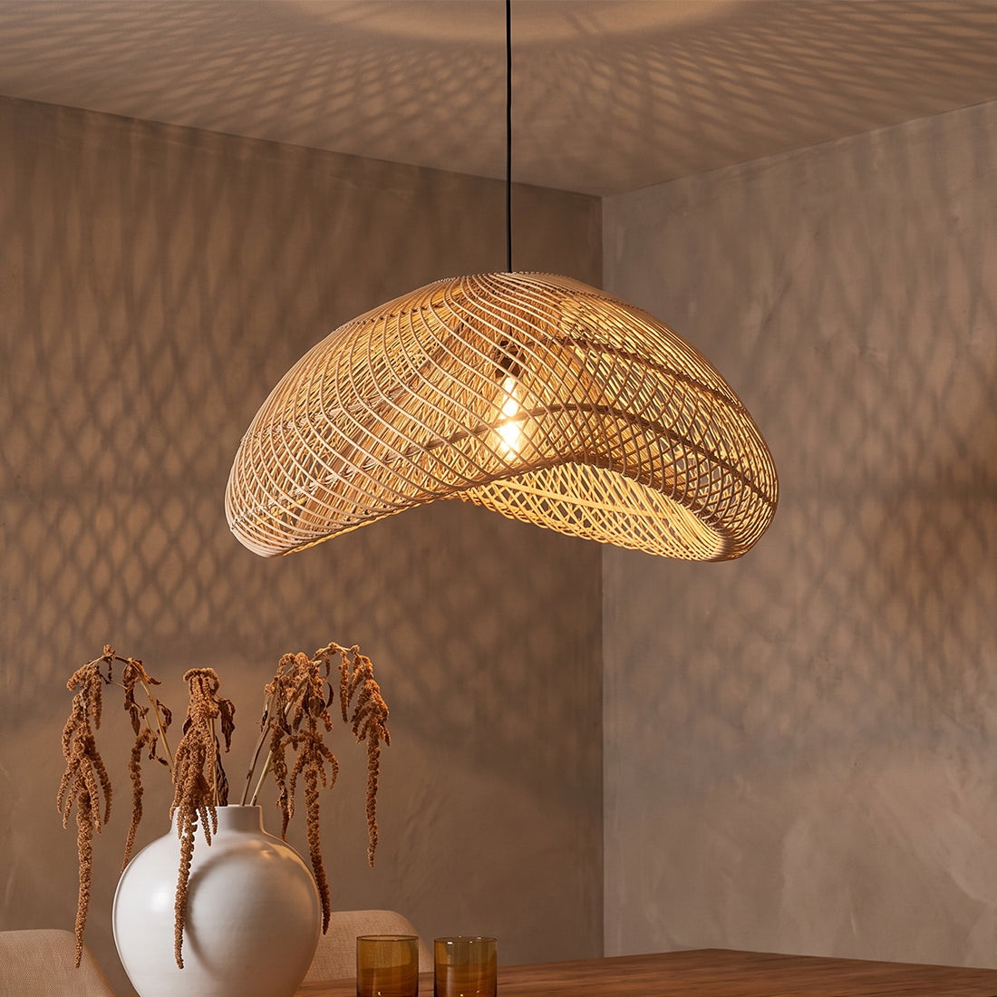 Solea rattan pendant lamp Organic L - Ø 57 x 31 cm