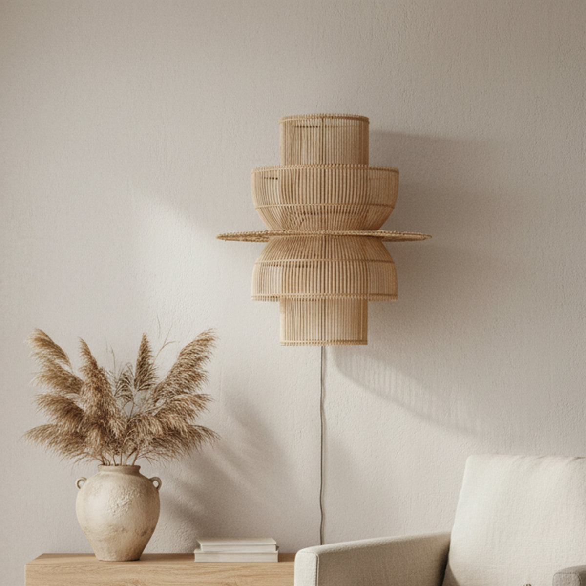 Saturn rattan wall lamp - 33x52x55 cm