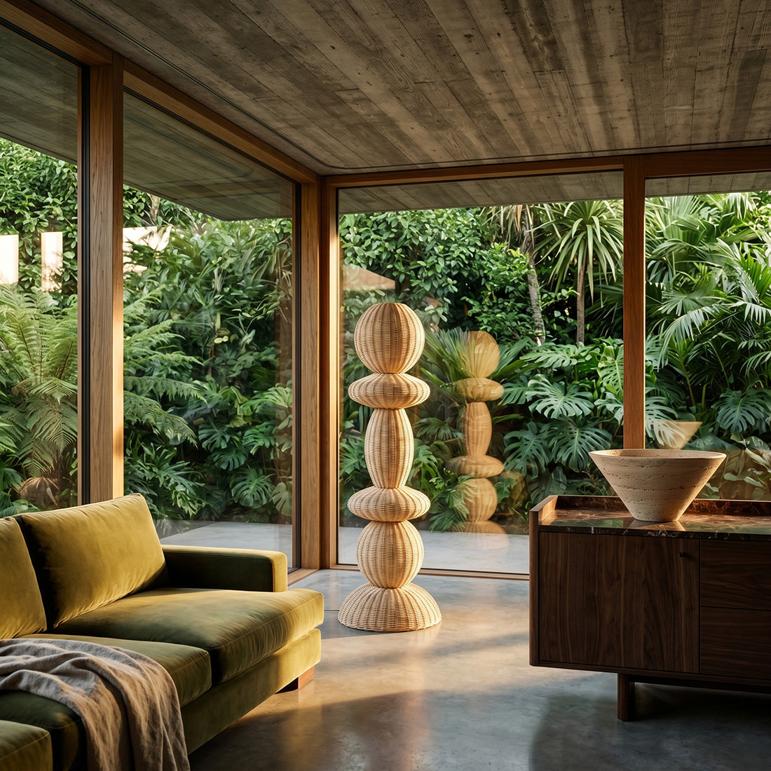Tao rattan floor lamp - 140 cm