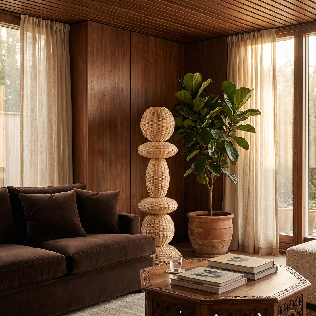 Tao rattan floor lamp - 140 cm