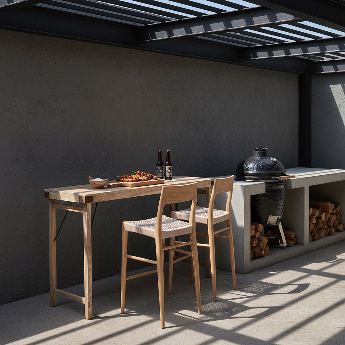 Freya outdoor teak bar stool