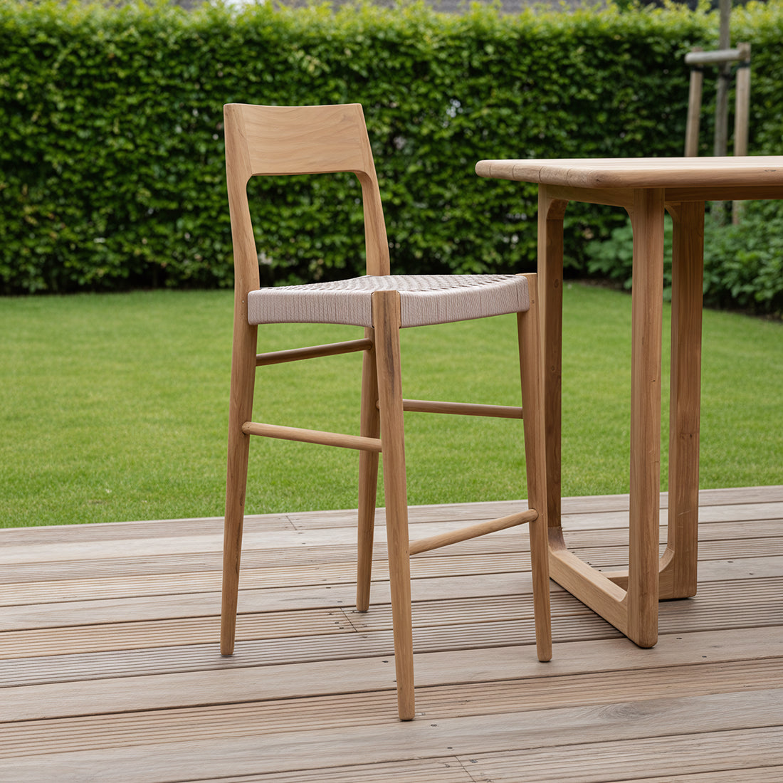 Freya outdoor teak bar stool