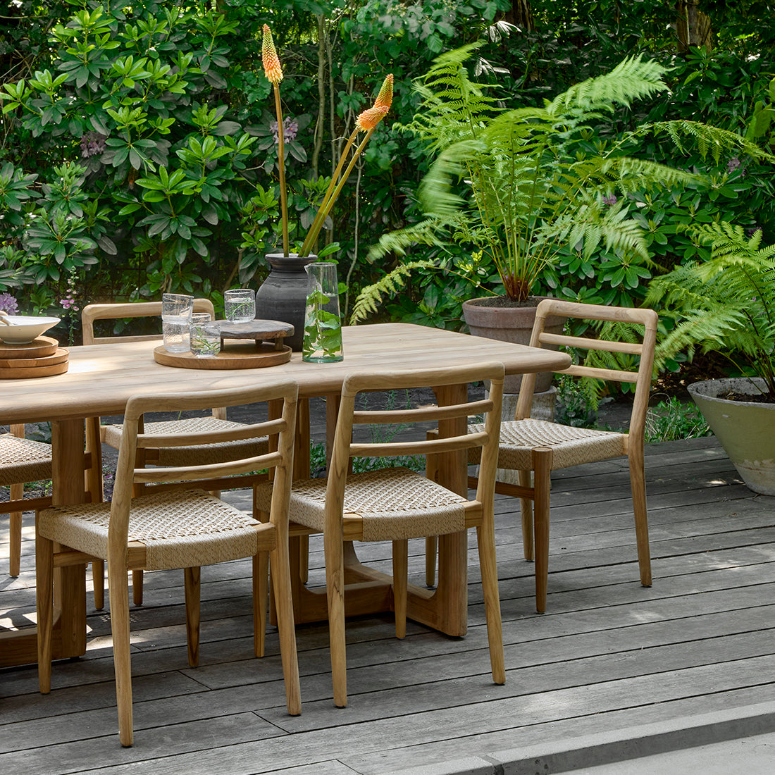Lilea teak garden chair with armrests - Natural (set of 2)