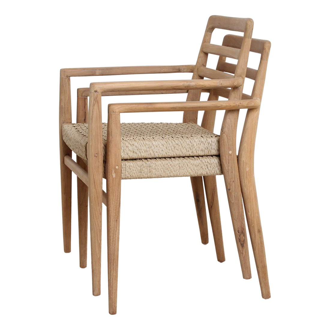 Lilea teak garden chair with armrests - Natural (set of 2)