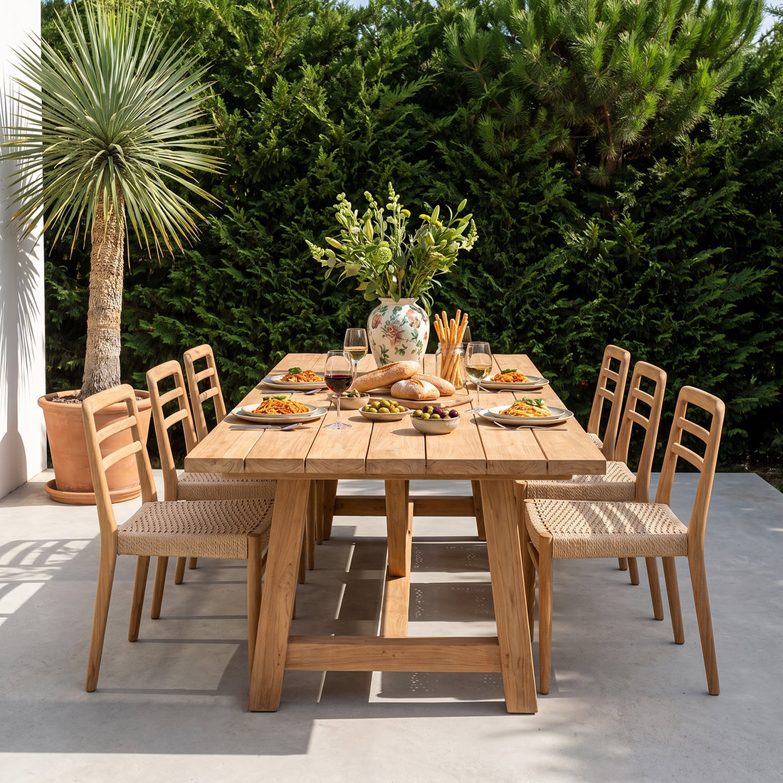Lilea teak garden chair with armrests - Natural (set of 2)