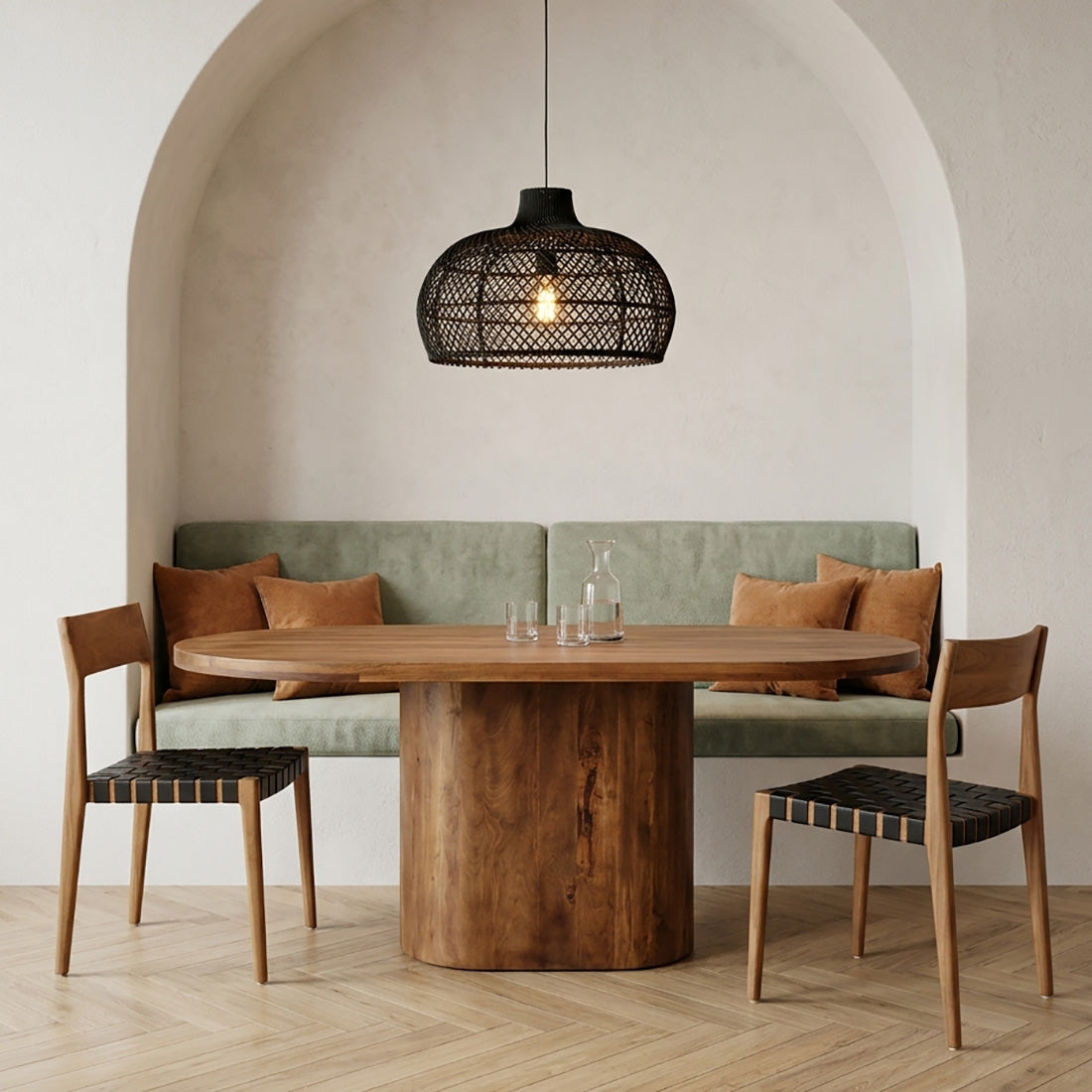 Aurea Oblong mango wood oval dining table - 180 cm