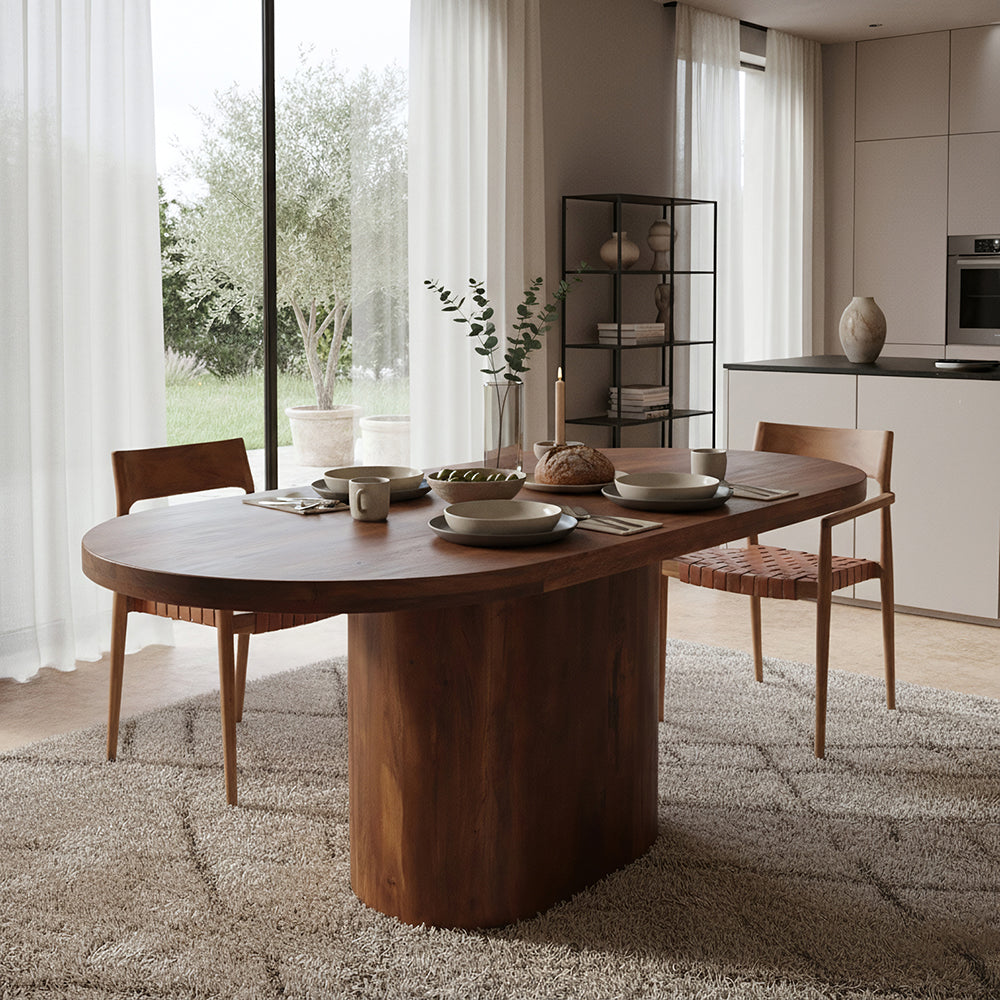 Aurea Oblong mango wood oval dining table - 180 cm