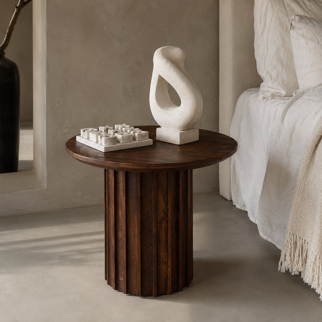 Aurea reversed side table, brown, Ø 50 cm