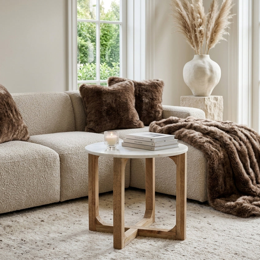 Round marble side table - white