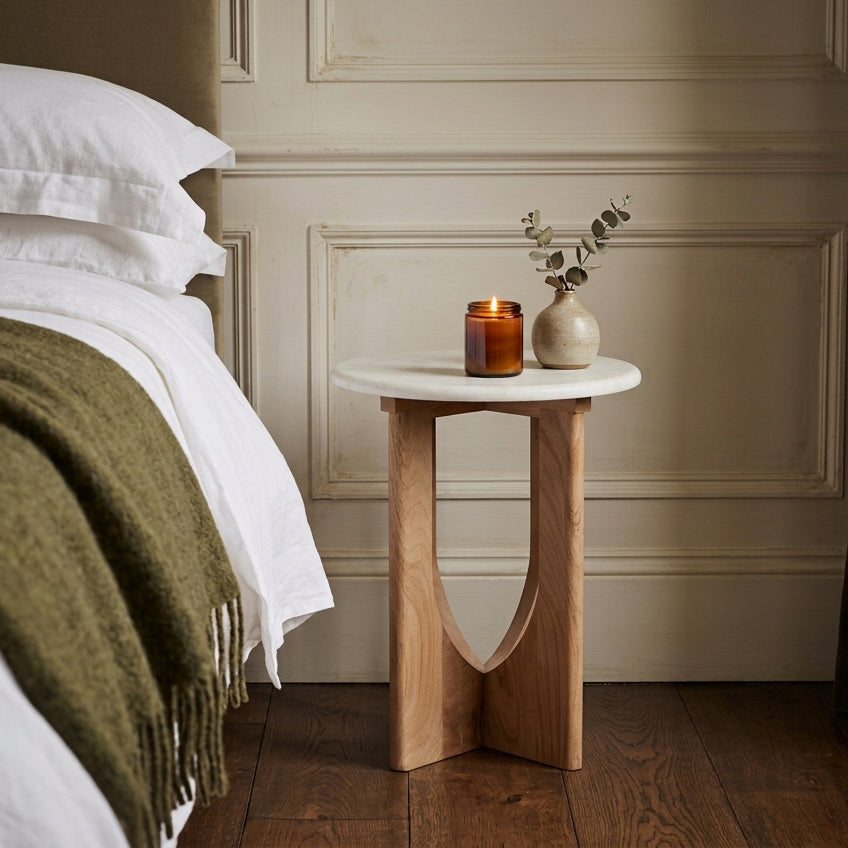 Kuching marble side table - white