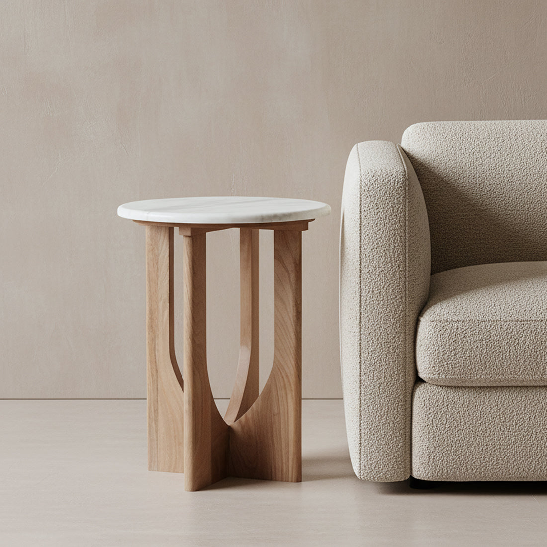 Kuching marble side table - white