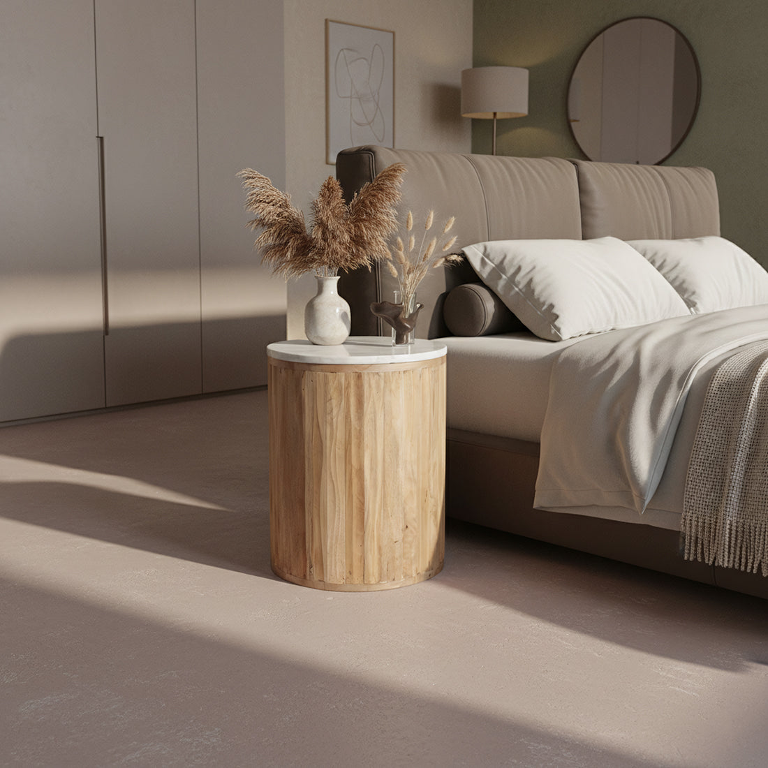 Malakka marble side table - white