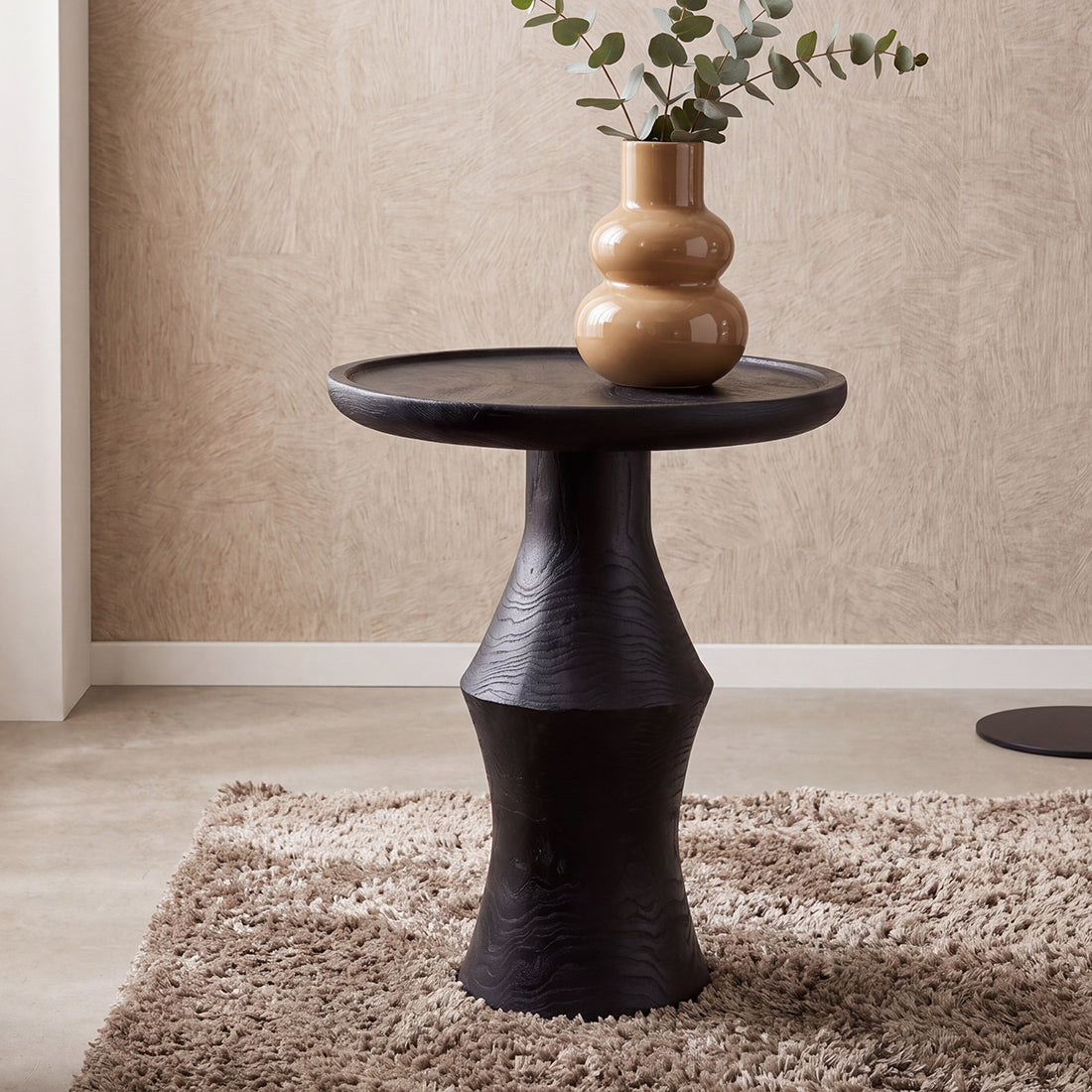 Mori teak side table Twilight - black