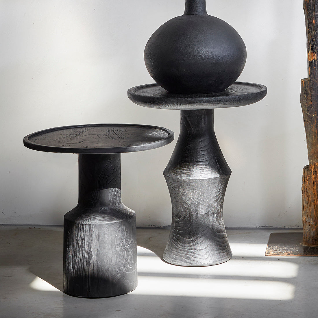 Mori teak side table Twilight - black