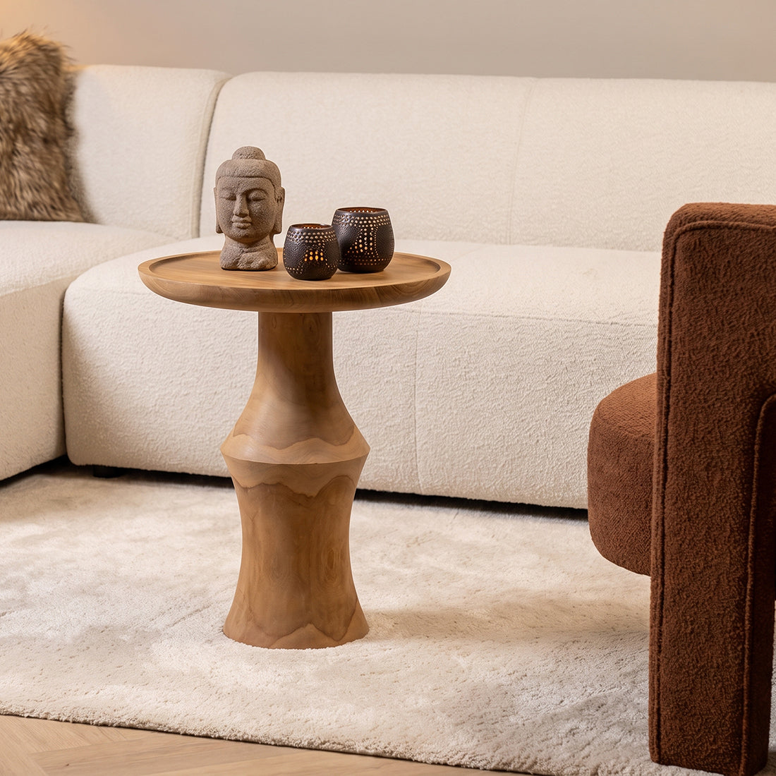 Mori teak side table Dawn - natural teak