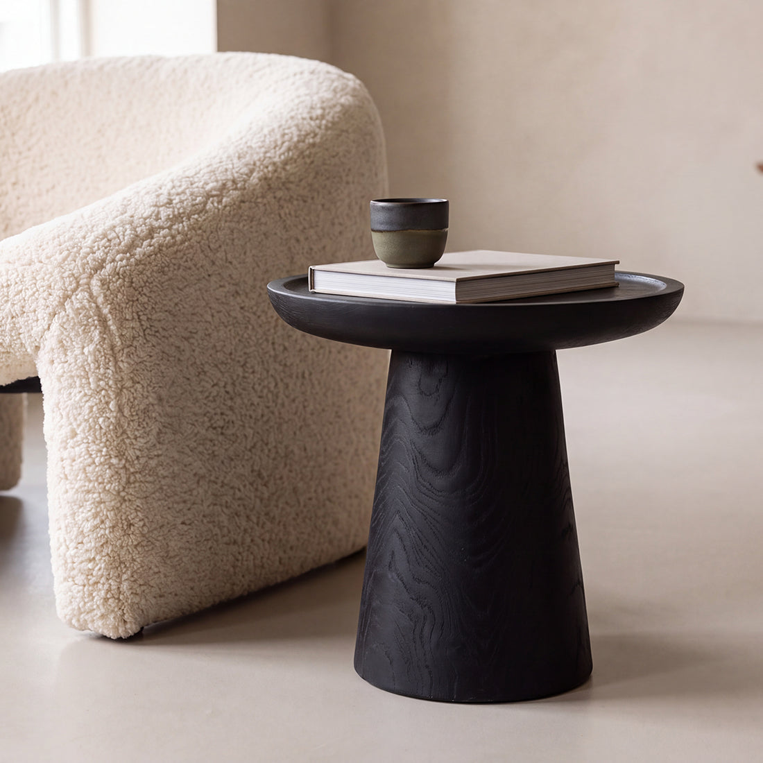 Mori teak side table Dusk - black