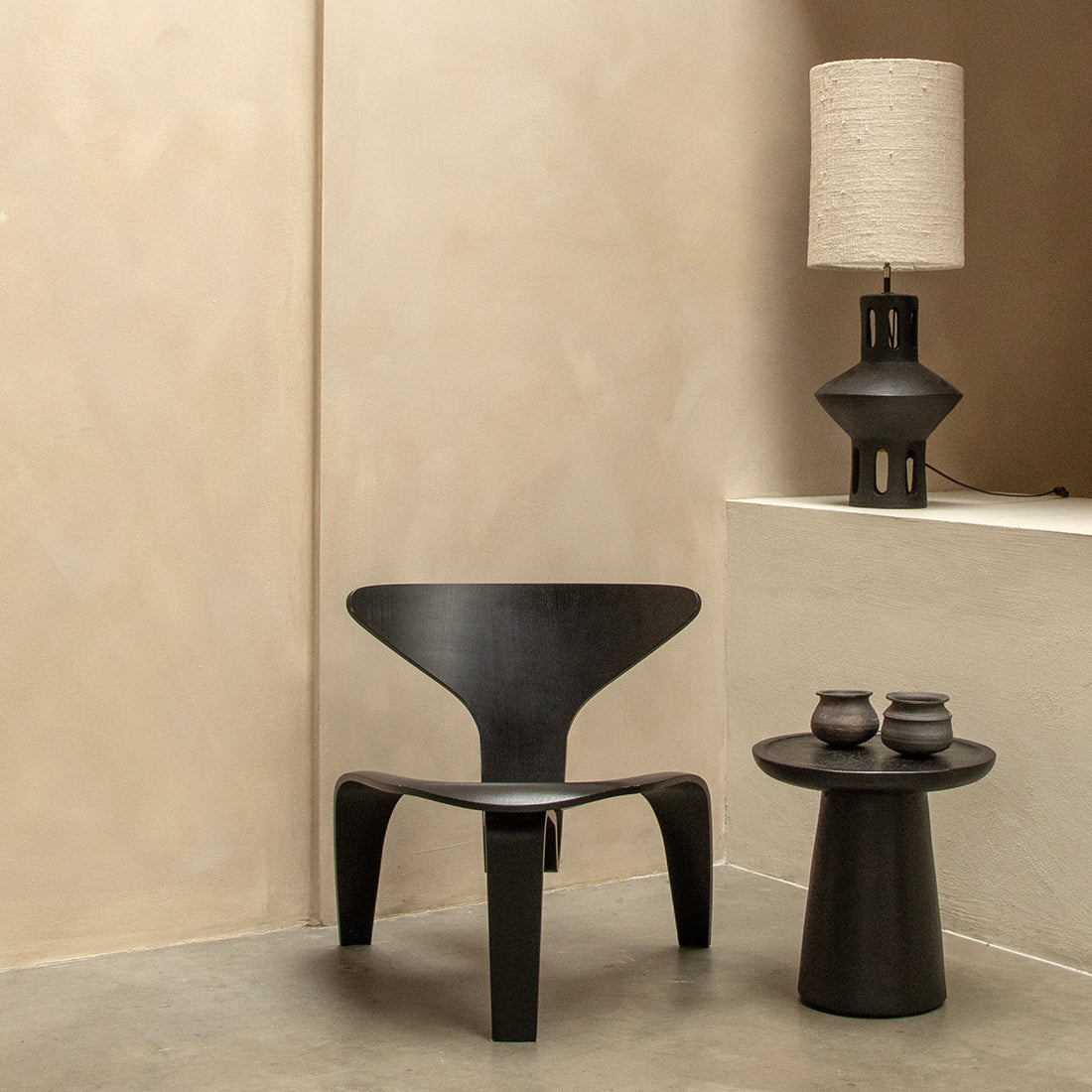 Mori teak side table Dusk - black