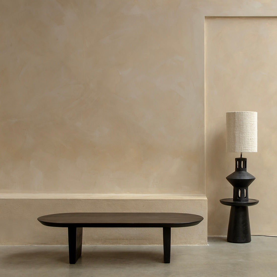Mori teak side table Dusk - black